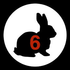 A rabbit silhouette with a red 6 in the middle, symbolizing... peace.